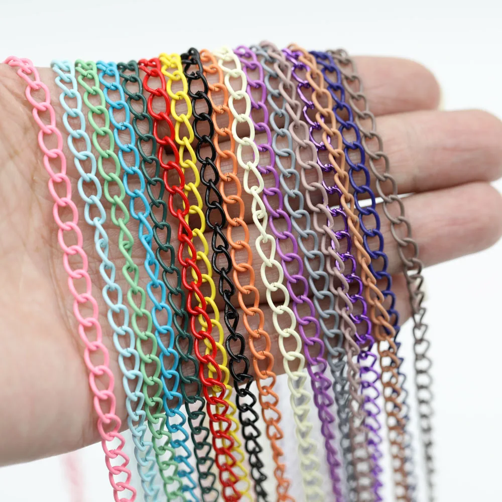 2-Meter Colorful Iron Chain for Jewelry Making and Crafts