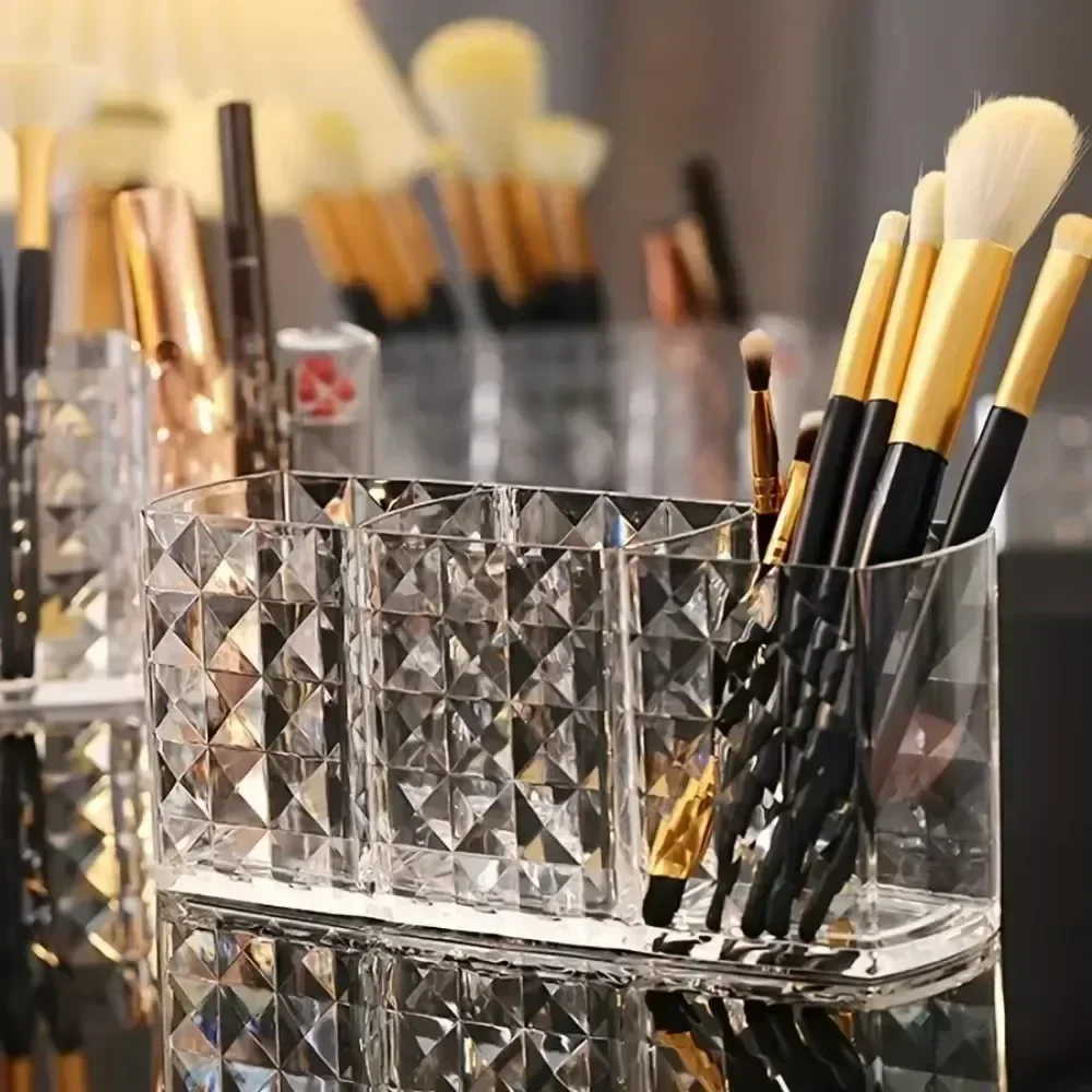 Clear Acrylic Makeup Brush Holder Desk Cosmetic Organiser Lipstick Storage LipstickStorage Holder Stand Diamond Makeup tools 5