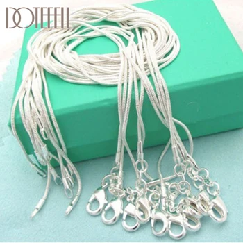 DOTEFFIL 925 Sterling Silver 10pcs/Lot 16/18/20/22/24/26/28/30 Inch 1.2mm Snake Chain Necklace For Woman Man Fashion Jewelry