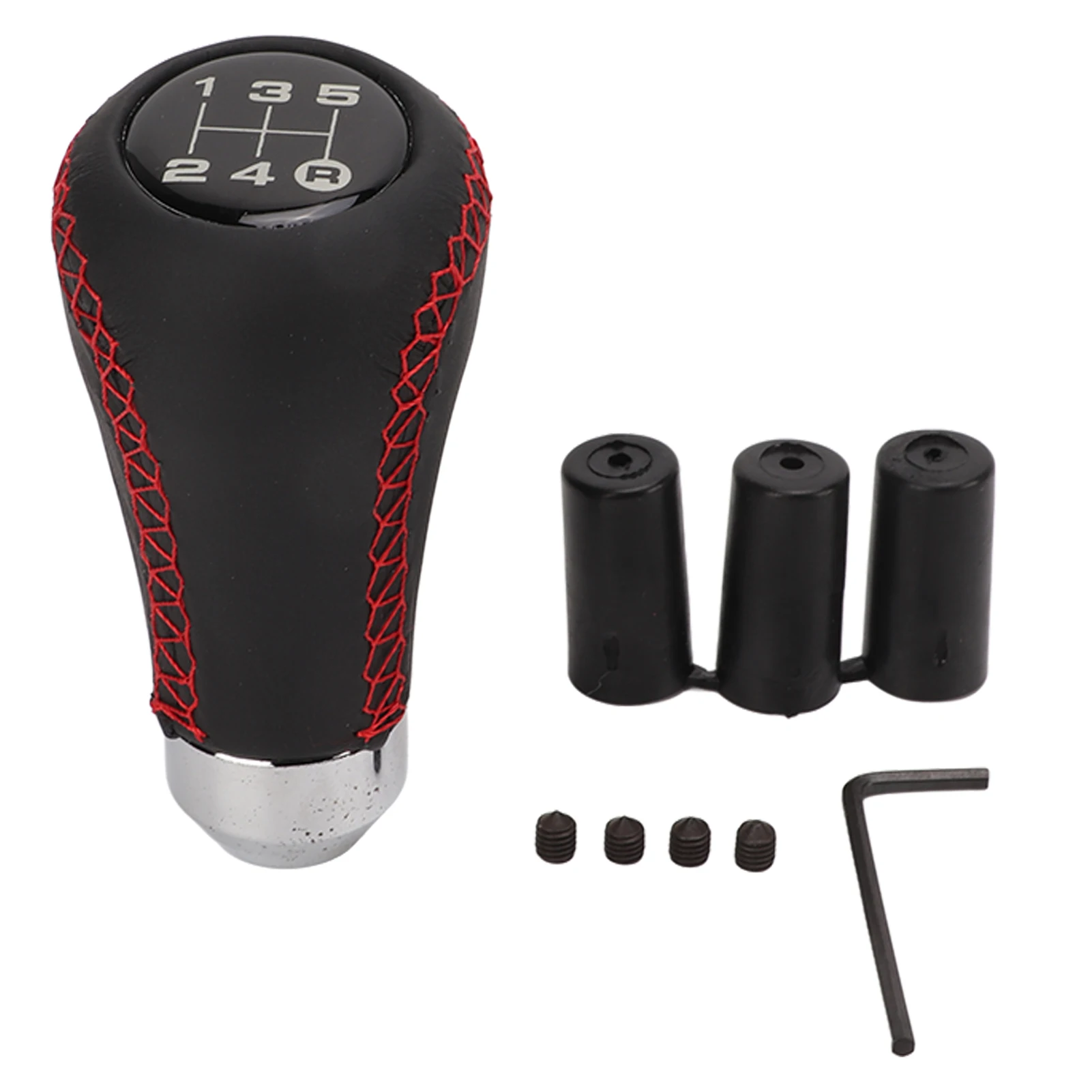 

Gear Shift Knob with 3 Adapters 5 Speed ABS Artificial Leather Universal Gear Stick Head