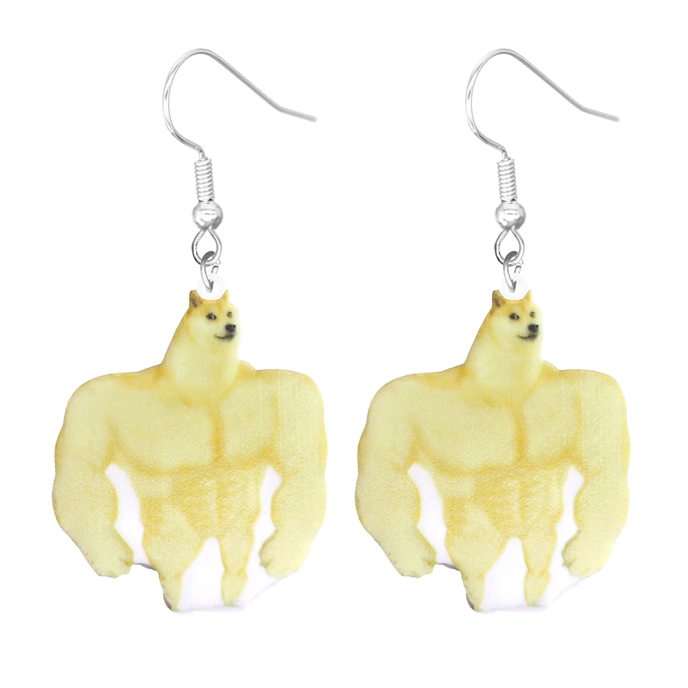Animal earrings made of acrylic, cute and funny, cat, hamster, dog, cow