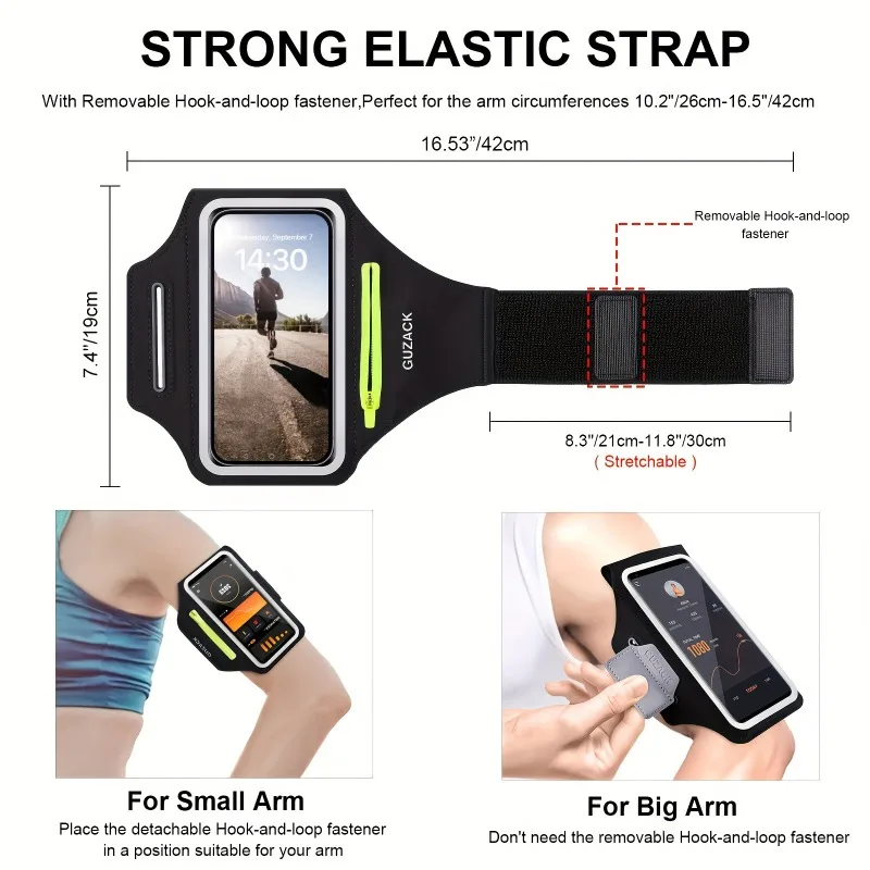 GUZACK 7,0 Antifall-Arm-Lauftaschen für iPhone 17 16 Pro Max 17 AIr 15 Plus 14 13 Xiaomi Outdoor Männer Frauen Sport-Armband-Tasche – Detail 3