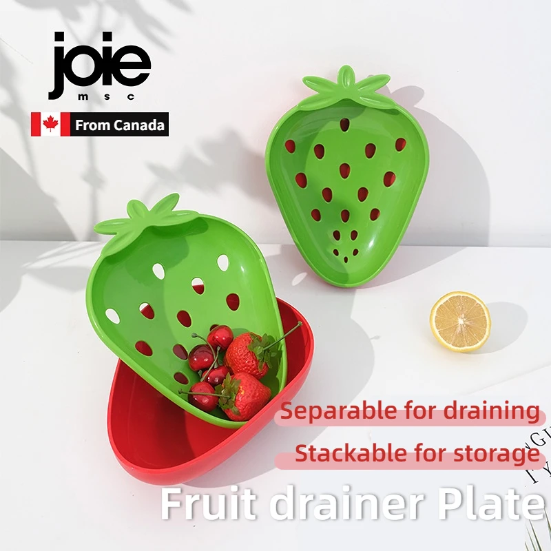joie Berry Plate Fruit Washing and Draining Basket Double Layer Cute Kitchen Plasti Multifunctional Fruit Plate kitchen tools