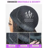 Demi-perruque bouclée birmane en cheveux humains bruts, sans colle, 3-en-1, avec cordon de serrage et clips, demi-perruques bouclées profondes à retourner 6