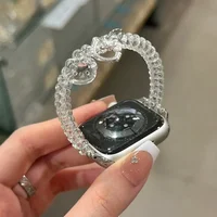 Bracelet de téléphone élastique KT Transparent, compatible avec iWatch, 38mm 40mm 41mm 42mm 44mm 45mm 49mm, bracelet fait à la main à la mode 1