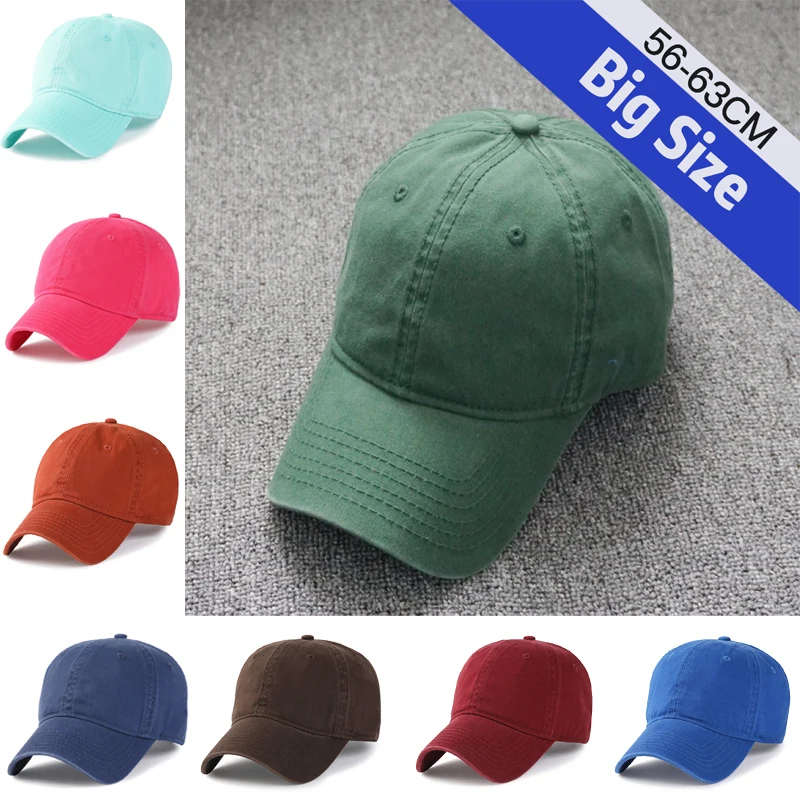 2023 Big Head XXL Baseball Cap for Men Solid Color Casual Plus Size