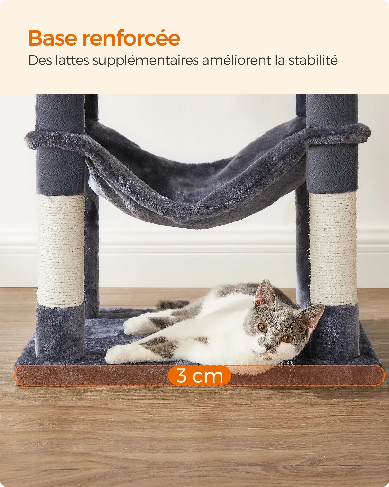 Indoor Cat Tree 61-Inch Cat Tree With Hammock & Caves - Multi-Level Cat ...