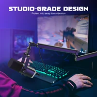 FIFINE Adjustable Low-profile Arm Microphone Stand with Cable Managment/Desk Mount, Suspension Boom for K688 Ampligame AM8-BM88 4