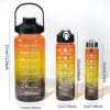 Gradient Plastic 3-IN-1 Water Bottle Set with Measurement Scale Large Capacity Drink Bottle Outdoor Sports Camping 2