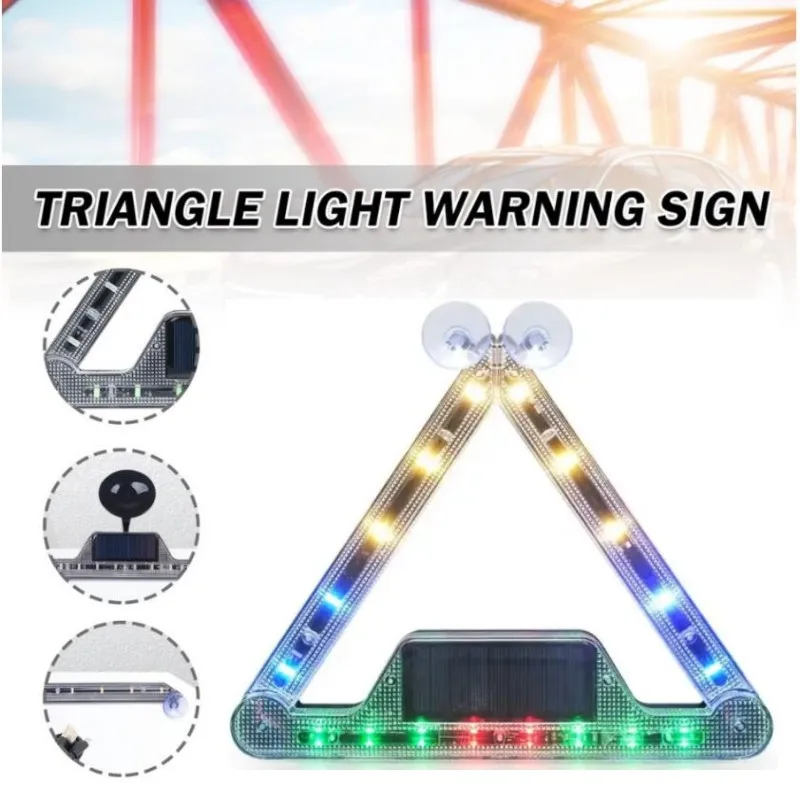 

Car Triangle Emergency Light Solar Foldable Warning Signal Light 18 Led Windshield Anti Collision Strobe Lamp Car Accessories