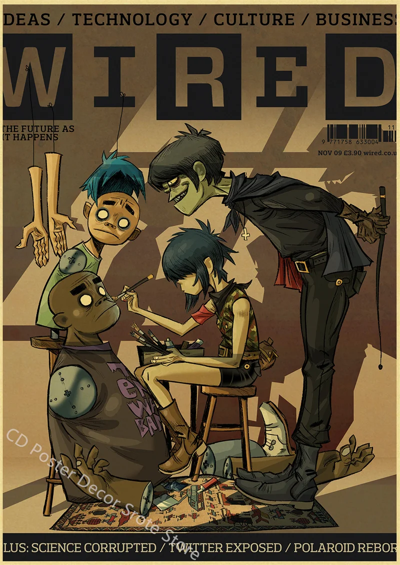 Poster Metallico Music Gorillaz Neon 3 - Insegna In Latta Vintage 20x30 Cm, Decorazione Da Parete Retrò Per Interni/Esterni