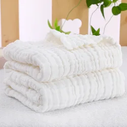 Luxurious Organic Cotton Baby Swaddle Blanket - Soft 6 - Layer Muslin Gauze - 105X105cm (WHITE)