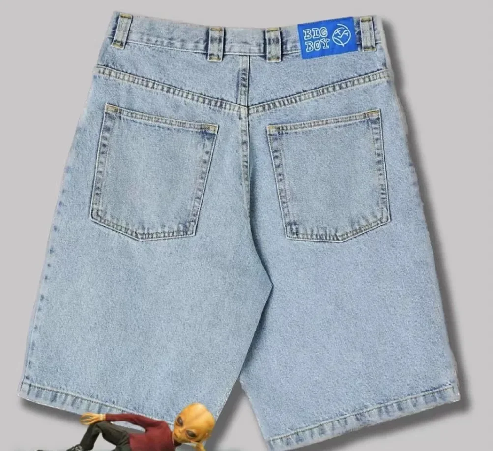Y2K Polar Big boy Short for Men Streetwear Baggy Jeans Embroidery Denim Leisure Short Mujer Hot Traf Men shorts Skate jeans men 4