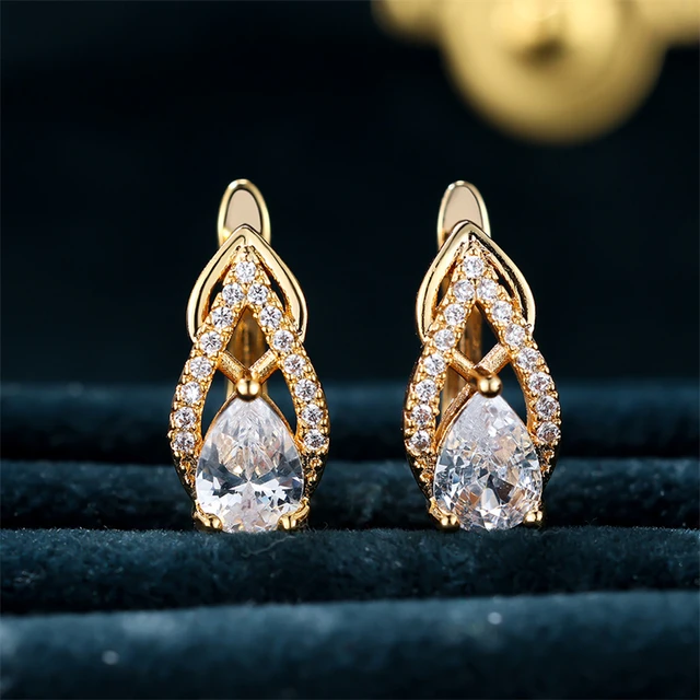 Designer CZ Zircon Stud earrings studded with White synthetic stones, with  Rose go… | Diamond earrings online, Fashion jewelry earrings, Antique gold  jewelry indian