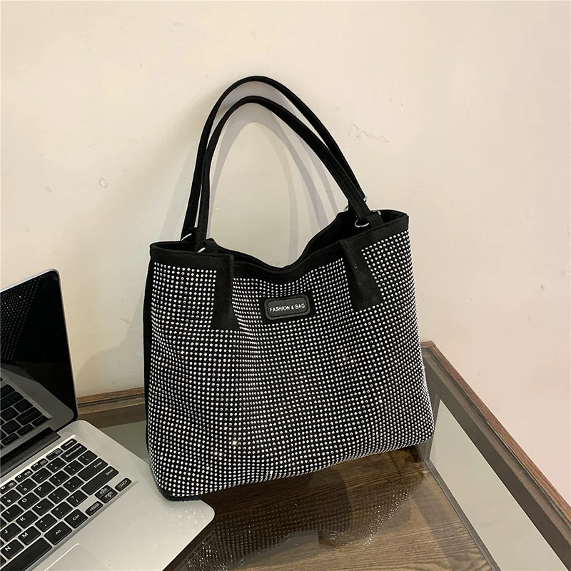 Hasp Pu Ladies Shoulder Bags Diamonds Design Sewing Thread Bags for Women 2025 New Hot Sale Fashion Bolsas Para Mujeres
