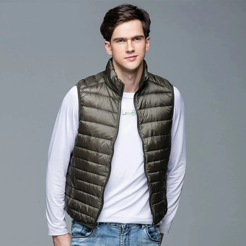 New Men's Winter Coat 90% White Duck Down Vest Portable Ultra Light Sleeveless Jacket Portable Waistcoat for Men