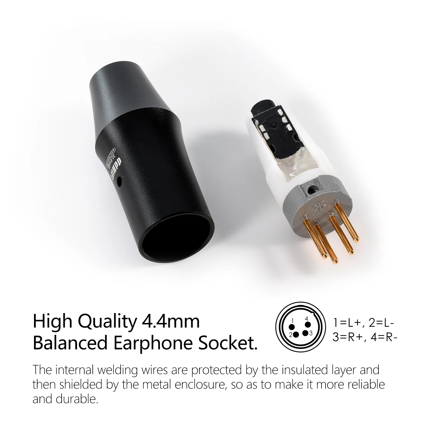 DD ddHiFi XLR44B(2022) XLR 4-Pin auf 4,4 mm symmetrischer Adapter, passen Sie XLR-Tischgeräte an 4,4-mm-Audiogeräte an – Detail 3