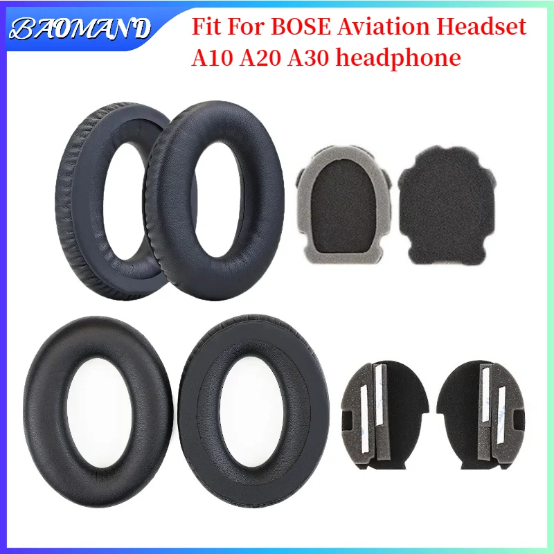 Almohadillas De Repuesto Para Bose Aviation A20, Compatibles Negro