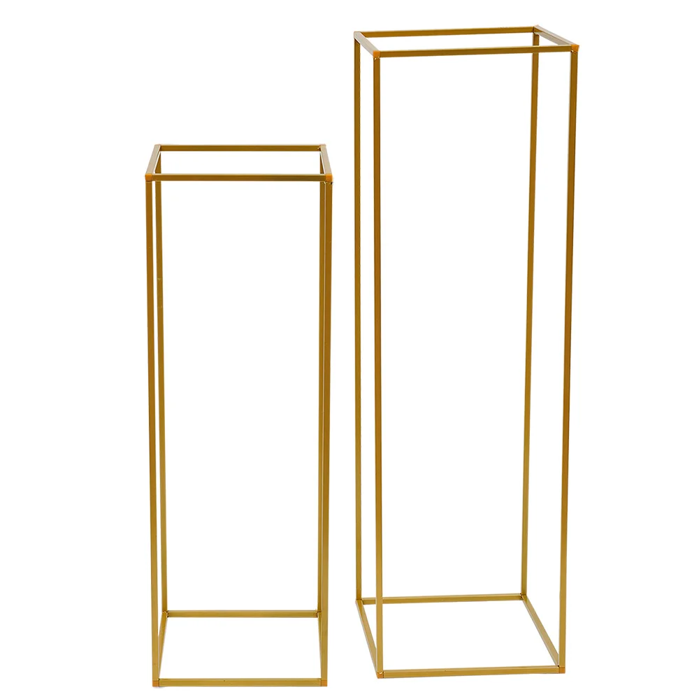 2 Pcs Metal Flower Floor Vase Column Flower Stand 80cm/31.5in +100cm/39.37in Tall Gold Holder for Wedding Supply