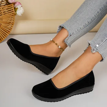 Women's Spring Comfortable and Durable Solid Color Versatile Lightweight Soft Bottom Casual Fashion One Step Sneakers 1