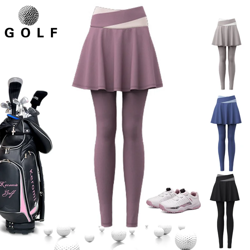Golf Women's Summer Pant Skirt Color Block High Waist, Hip Lift, Quick Drying, Breathable Sports Short Skirt