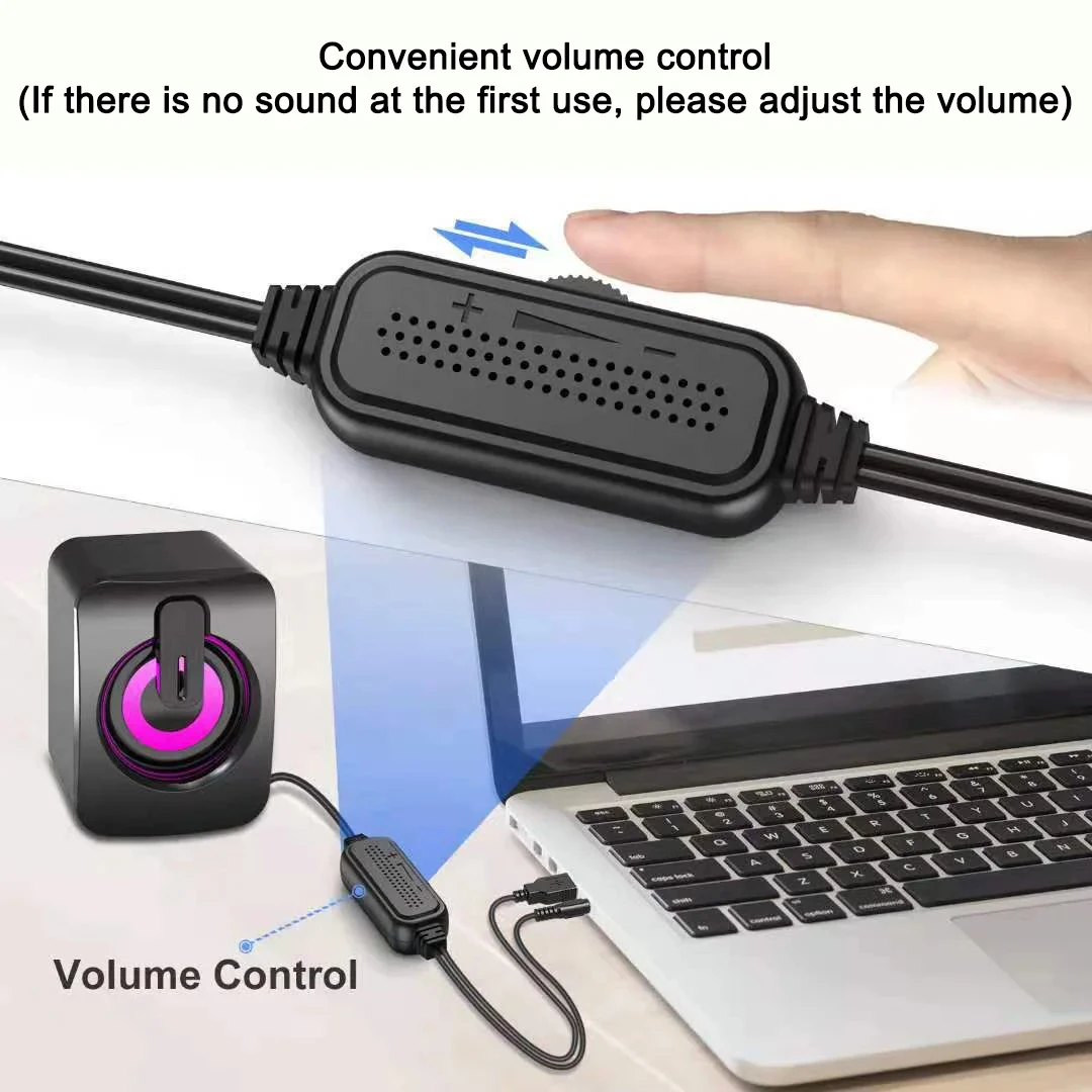 컴퓨터 스피커 스테레오 사운드 (마이크 포함) 3.5mm AUX 홈 오피스 PC 스피커 (Macbook 데스크탑 노트북 컴퓨터 스피커 용)