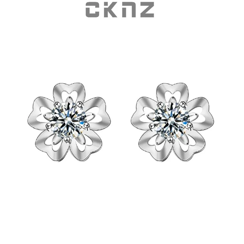 

Certified Real 0.5 Ct Moissanite Diamond Sterling 925 Silver Earrings Ear Sticks For Women SAKURA Female CKNZ Luxury Jewelry