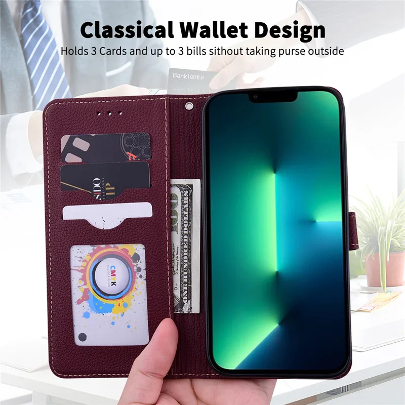 Leather Wallet Flip Case - Elegant Protective Phone Cover