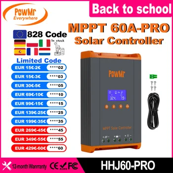 PowMr 60A MPPT Solar Charge Controller 3 Stages Charging for 12V 24V 36V 48V Battery 160VDC Solar Panel Can Parallel 12 Units
