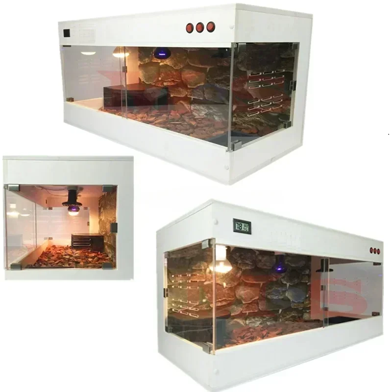 온도 제어 등반 애완 동물 먹이 상자 Pvc Terrario 파충류 거북이 Vivarium 파충류 스크린 케이지 인클로저 뱀