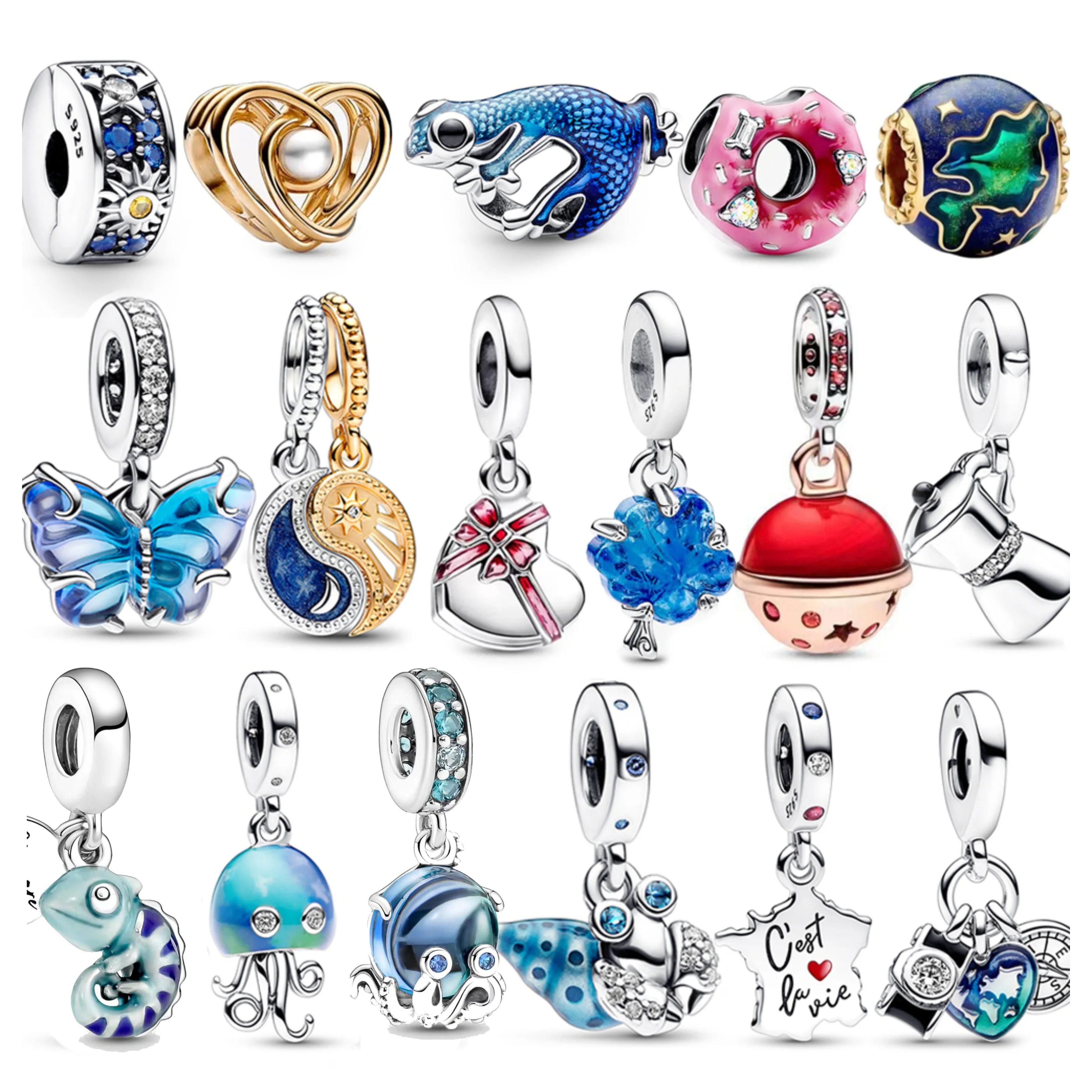 

Original New 925 Sterling Silver Summer Ocean Collection Octopus Frog Charm Fit Pandora Snake Bracelet Girls Jewelry Gifts