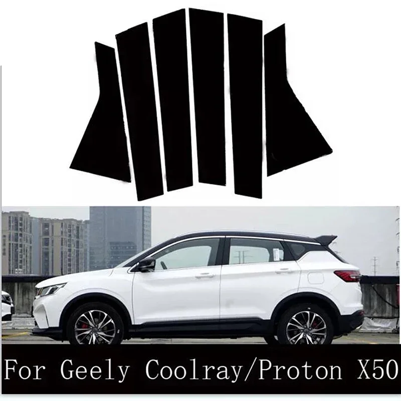 자동차 문짝 창 트림 기둥 포스트 몰딩 커버 스티커, Geely Coolray Proton X50 2019-2023, 자동차 스타일링 액세서리, 6 개