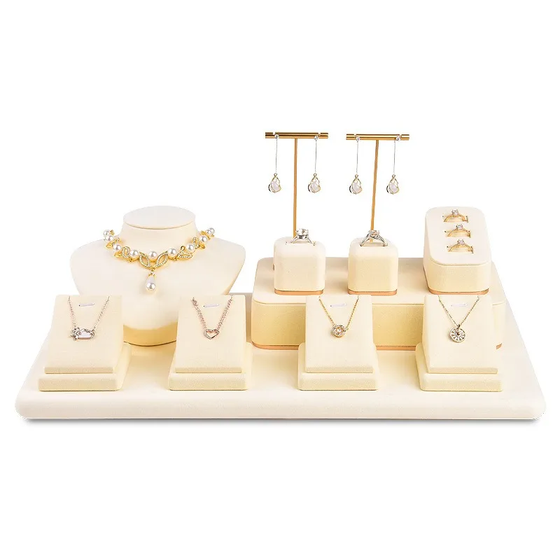 

Custom. jinsky microfiber jewelry display prop counter set necklace pendant earring display stand