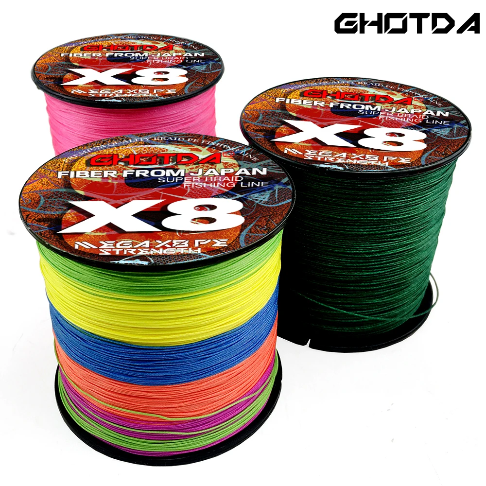 Fishing Line Ghotda Colorful Japanese Braided Fishing Line 0.14-0.5m Multifilament Carp Fishing Line 8 Strands 100m 300m 500m 1000m