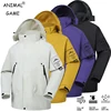 Outdoor Men's Waterproof Raincoat Lightweight Rain Jacket with Hood Softshell Windbreakerl for Hiking Travel Zipper Streetwear