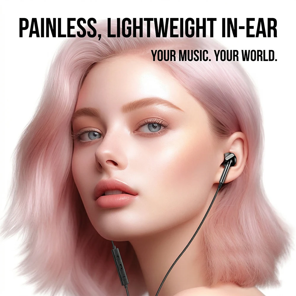 HiFi Surround Sound Wired Earphones with Mic & Volume Control, Type C & 3.5mm Options