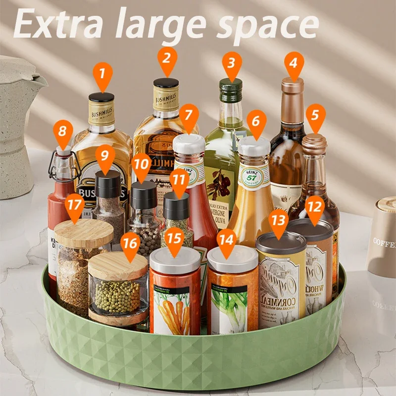 Description Picture 4 of item360° Rotating Seasoning Storage Rack Multifunction Pantry Cabinet Turntable For Cosmetics Kitchen Accessories Organizer Tray