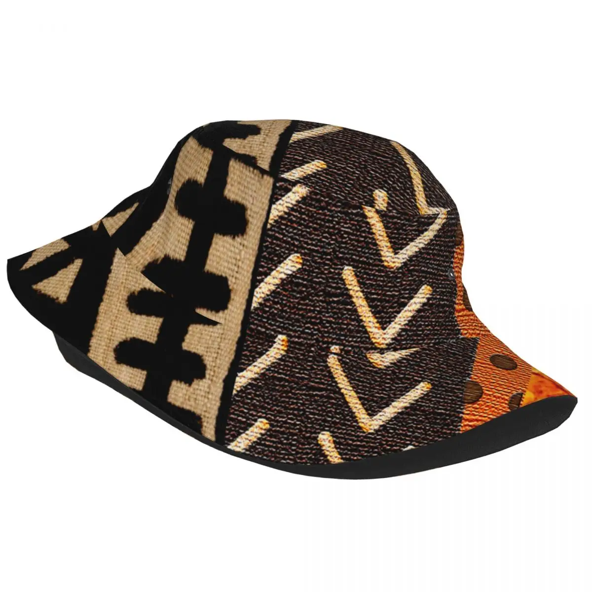 African Mud Cloth Bucket Hat for Women Vocation Ancient Sun Hat Street Lightweight for Hiking