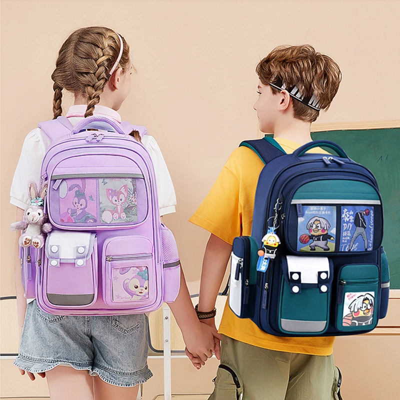 New Children School Bag Boy's Cartoon Backpack Primary Schoolbag Student's Backpack 1-6 Grades Boys Girls Spine Relief Backpack 6