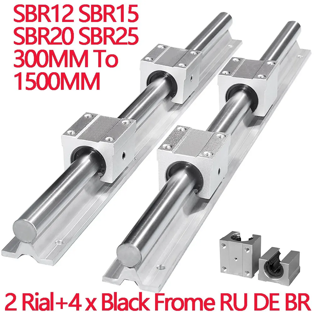Sbr Conjunto Sbr20 12 Sbr25 Sbr16 300 400 500 600 800 1000 Milímetros 1200 mm Totalmente Suportado Linear Rail Eixo Rod com Sbr16uu Rolamento do Bloco