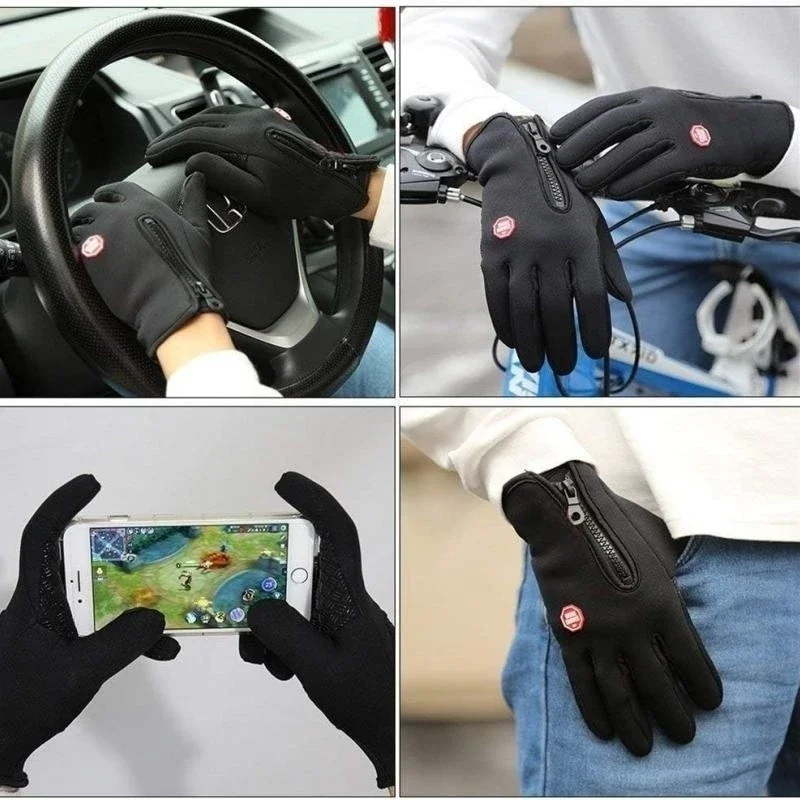 Autumn Winter Warm Cycling Gloves Thermal Outdoor Sport Running Bicycle Ski Gloves for Camping Hiking Motorcycle Gloves Men 6