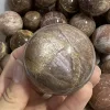 Natural Golden Sun Stone Sphere Quartz Crystal Magic Ball Healing Reiki Rock Stone Collectibles Without Base 5