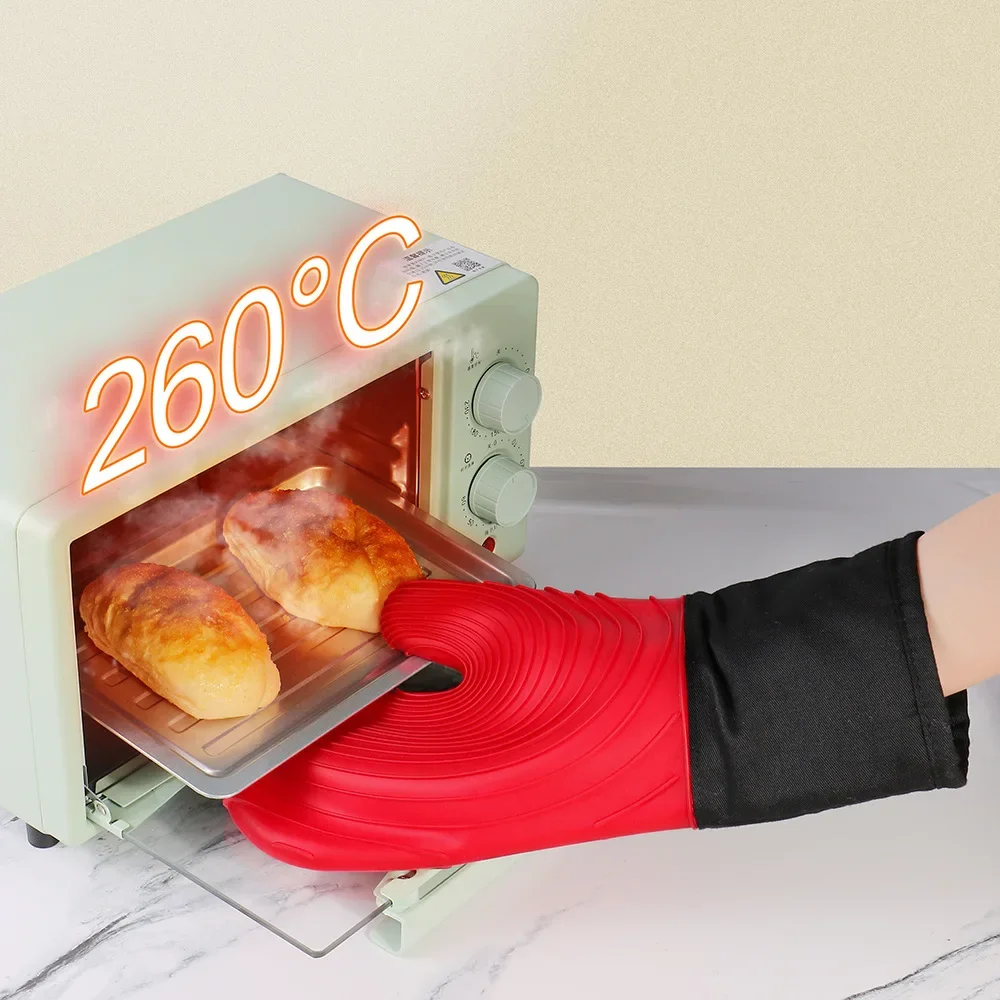 

Microwave Gloves Heat Insulation Silicone Baking Gloves Oven Mitt Pot Holder Nonslip Grilling Pad Hand Clip For Kitchen