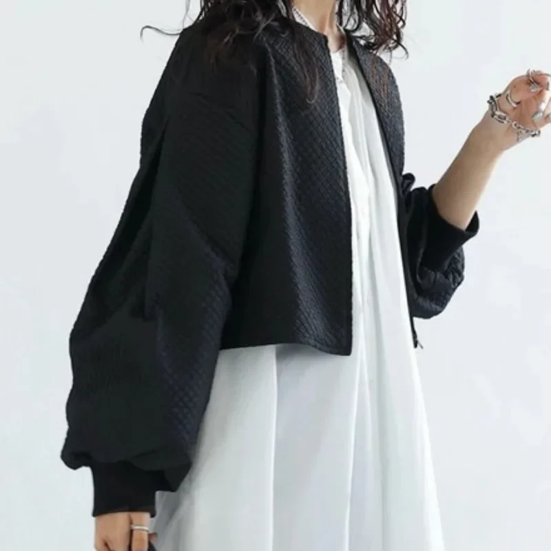 2024 New Puff Sleeve Jackets for Women Japanese Style Solid Black Vintage Chaquetas Mujer Chic Autumn Winter Loose Outwears
