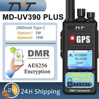 TYT MD-UV390 Plus 10W GPS DMR Radio AES256 Encryption 2800mAh Type-C Charging IP67 Waterproof Dual Band Long Range Walkie Talkie 1