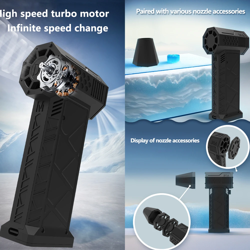 1 PC Violent Fan High Speed Turbofan with High Air Volume Brushless Charging Handheld Outdoor Car Fan 2