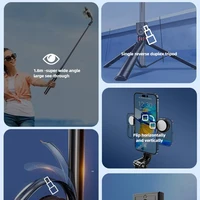 1.8M Long Extended Bluetooth Wireless Selfie Stick Live Broacast Stand Holder Tripod Foldable With Fill Light For Smartphones - Image 2