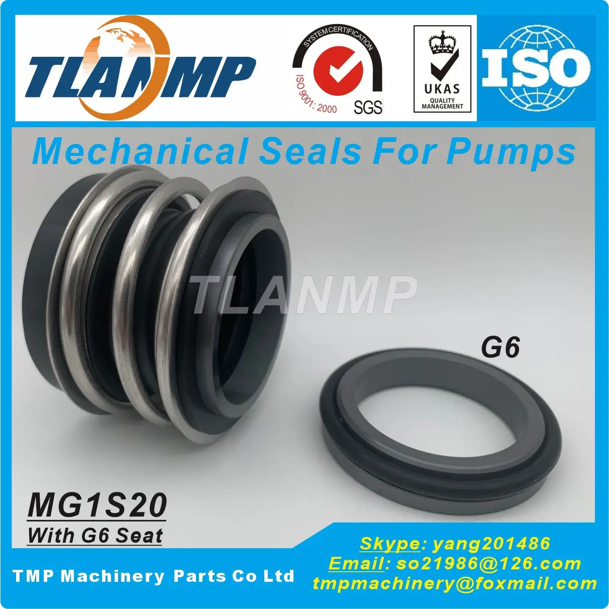 MG1S20-19/24/25/28/30/35/38/45/50/53/60 TLANMP Mechanical Seals With G50 Seats (Material:SIC/SIC/VIT)