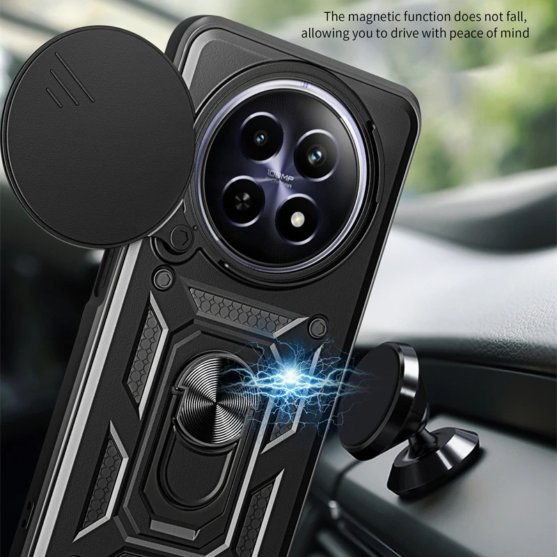 Enhanced Armor Case with Lens Protection and Magnetic Ring Holder