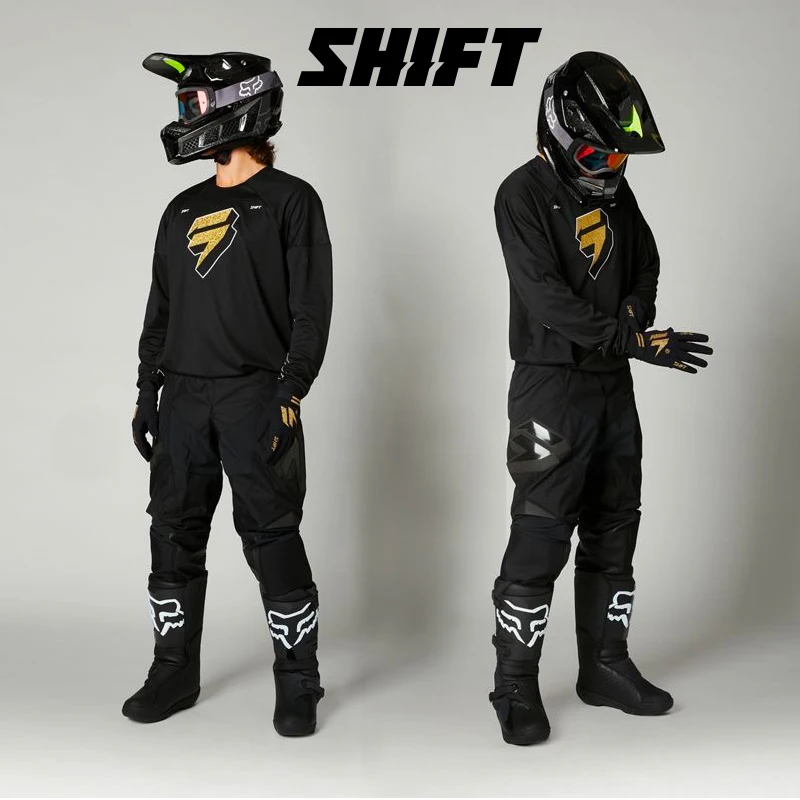 

2023 Top SHIFT MX White 3LABEL Motocross Gear Set Black Gold Vega LE Moto ATV Dirt Bike Jersey Set Breathable Moto Jersey/Pants